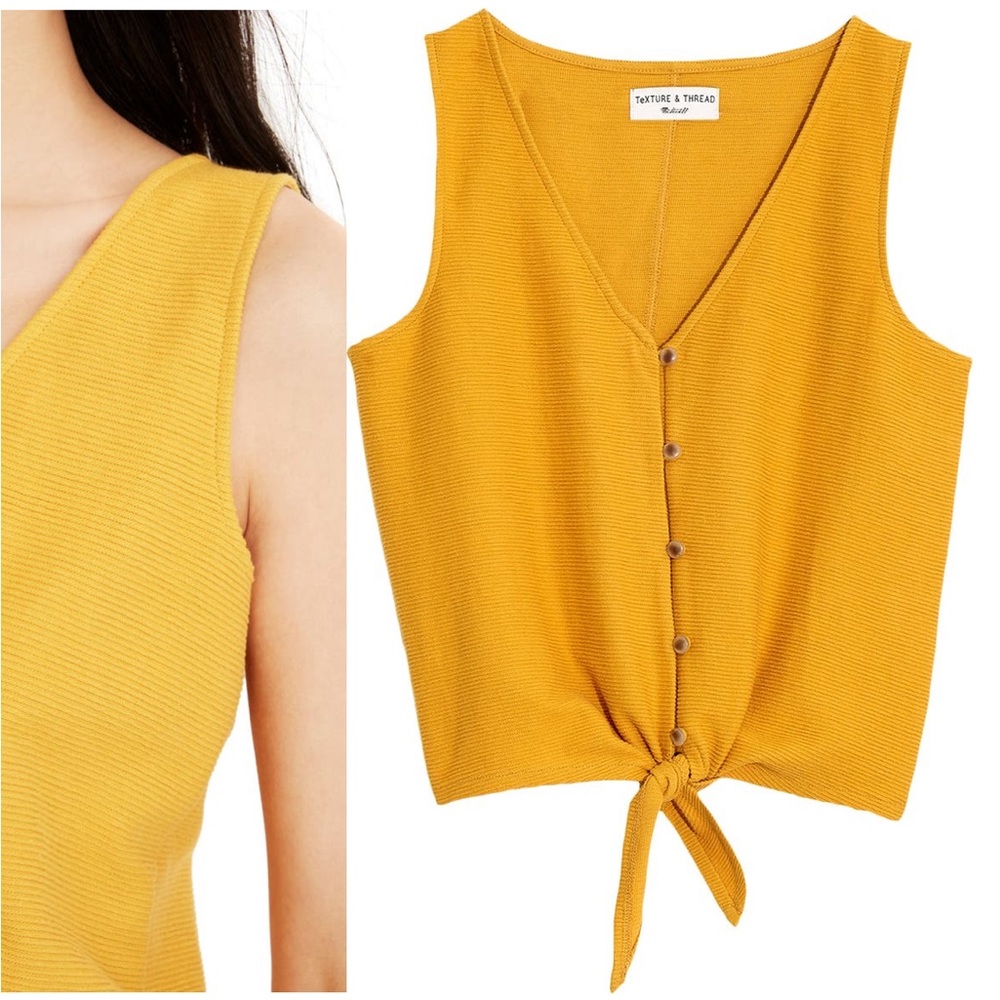 Madewell Texture & Thread Button Front Tie Tank L